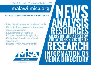 Flyer advertising MISA Malawi's website